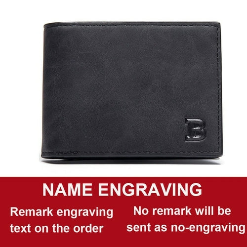 New Short Men Wallets Free Name Engraving Slim Card Holder Male Wallet