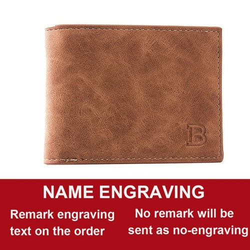New Short Men Wallets Free Name Engraving Slim Card Holder Male Wallet