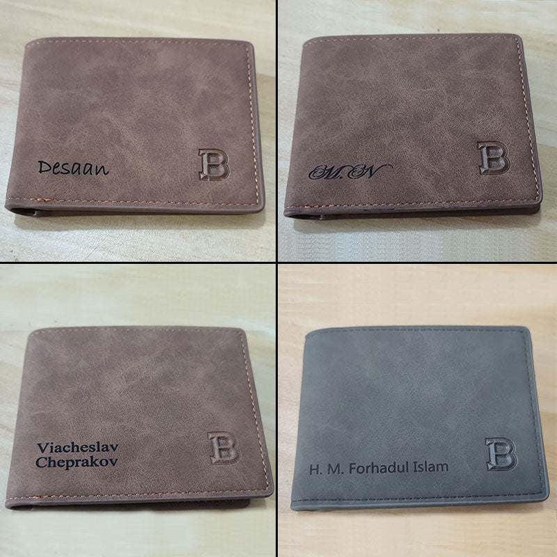 New Short Men Wallets Free Name Engraving Slim Card Holder Male Wallet