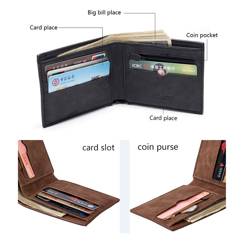 New Short Men Wallets Free Name Engraving Slim Card Holder Male Wallet