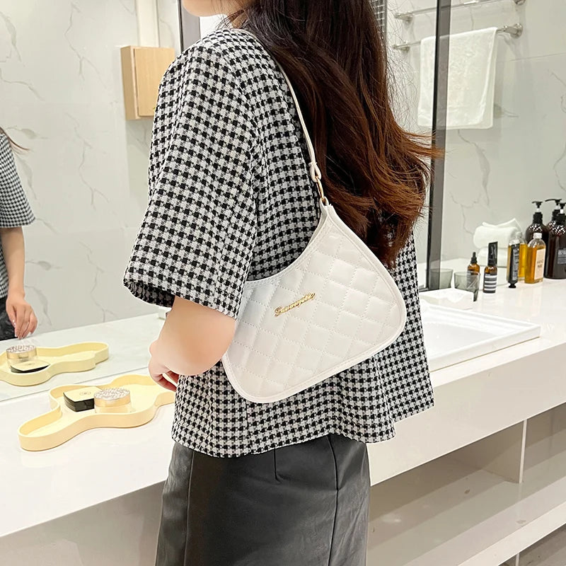 Women Soft Faux Ladies Crossbody Bag Underarm Bag Retro Handbag