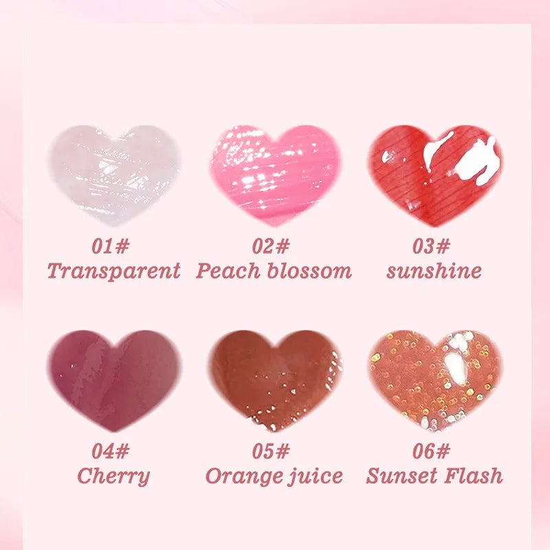 6PCS Moisturizing Lip Gloss Transparent Lip Oil Hydrating Lip Glaze