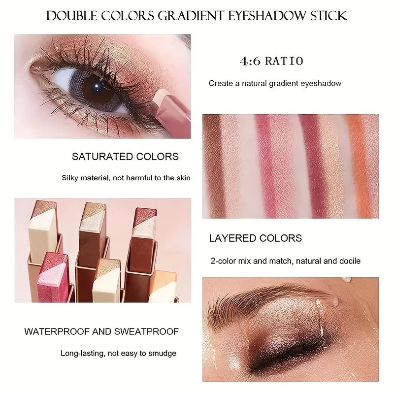 Two Color Gradient Eye Shadow Stick Three Dimensional Natural Without